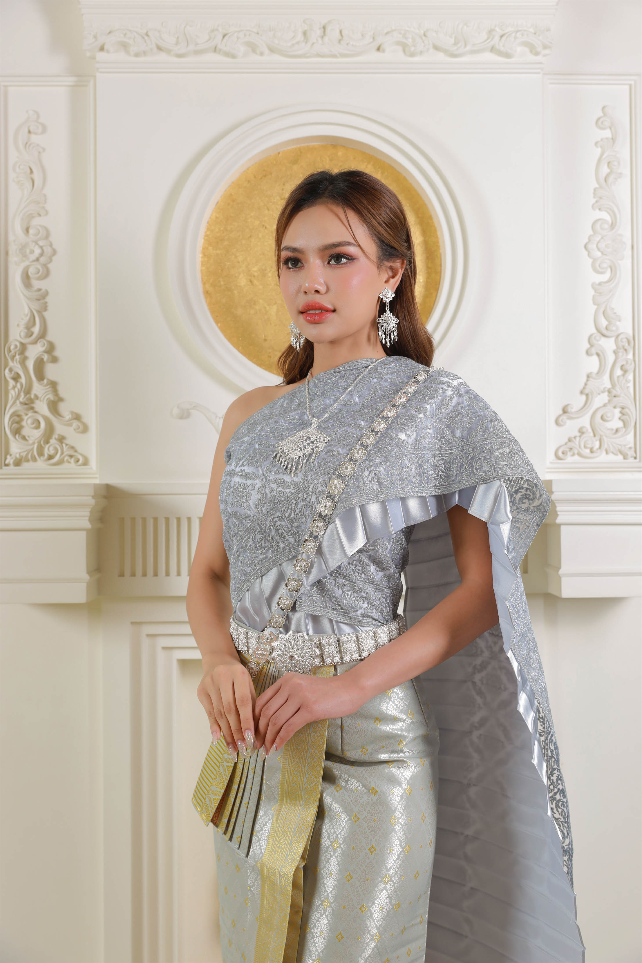 Our newest Thai traditional costume in silver and grey