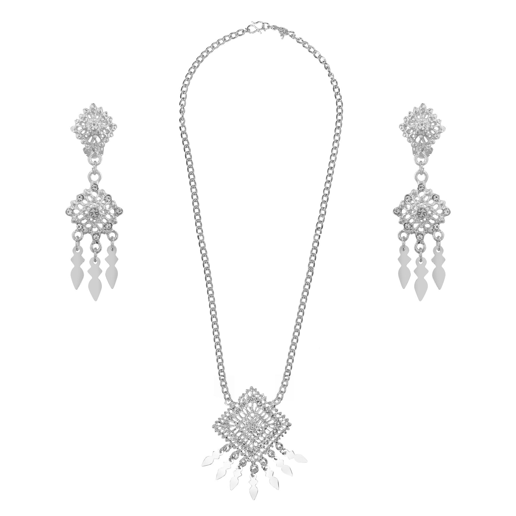 This unique silver necklace and earring set will surely add some extra sparkle to your traditional Thai outfit.